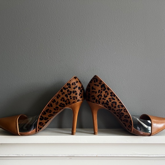 Levity Leopard + Caramel Leather + See-Through Panel Heels Mirage Animal Pumps - Picture 13 of 13